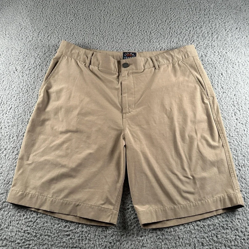 Faherty All Day Chino Shorts Mens 36 Beige Performance Stretch Travel Casual